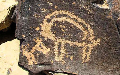 Ibex and dog Negev Rock Art  