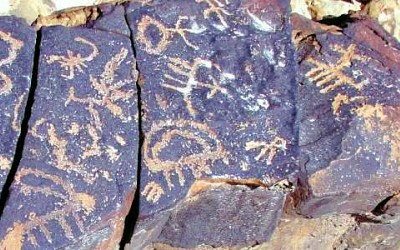 Tri-Finger,Birds, Negev Rock Art, in afterlife journey