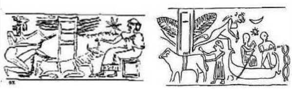 Heavenly Gate illustration and the Akkadian Winged Gate cylinder seal